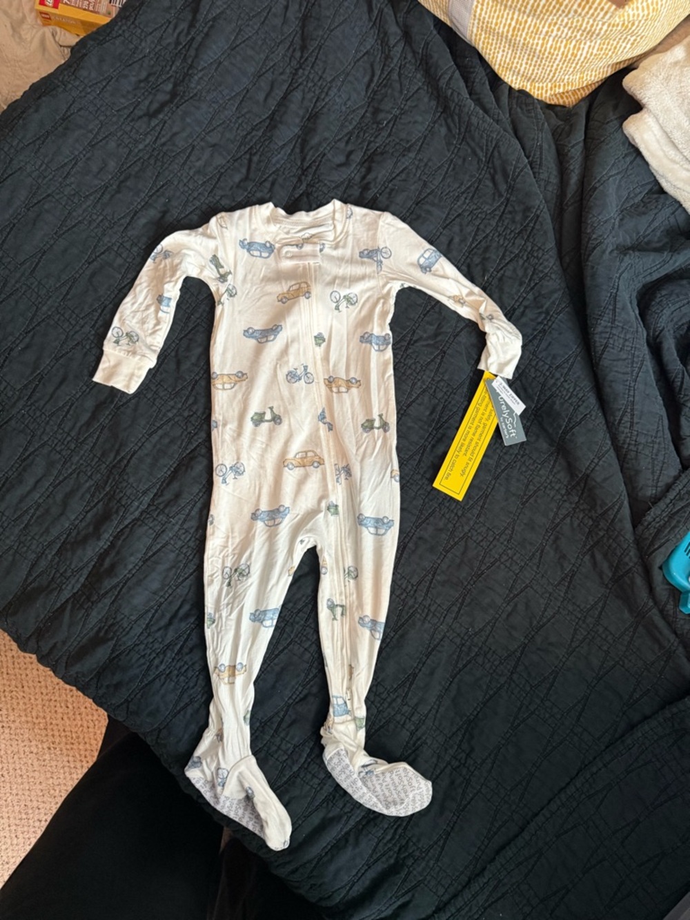Carters  Footed One-Piece Pajamas in Light Cream with Vehicle Print